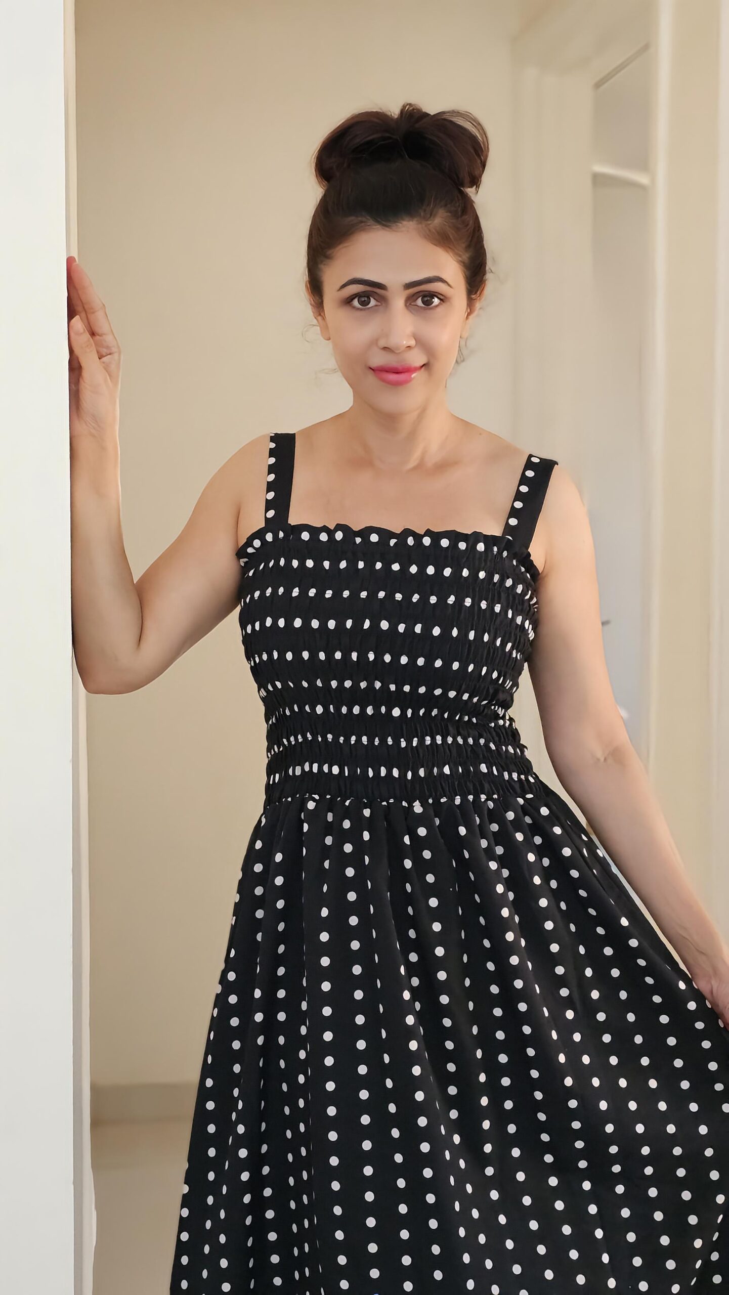 Polka Dot Maxi Shoulder Strap Dress For That Chic Look